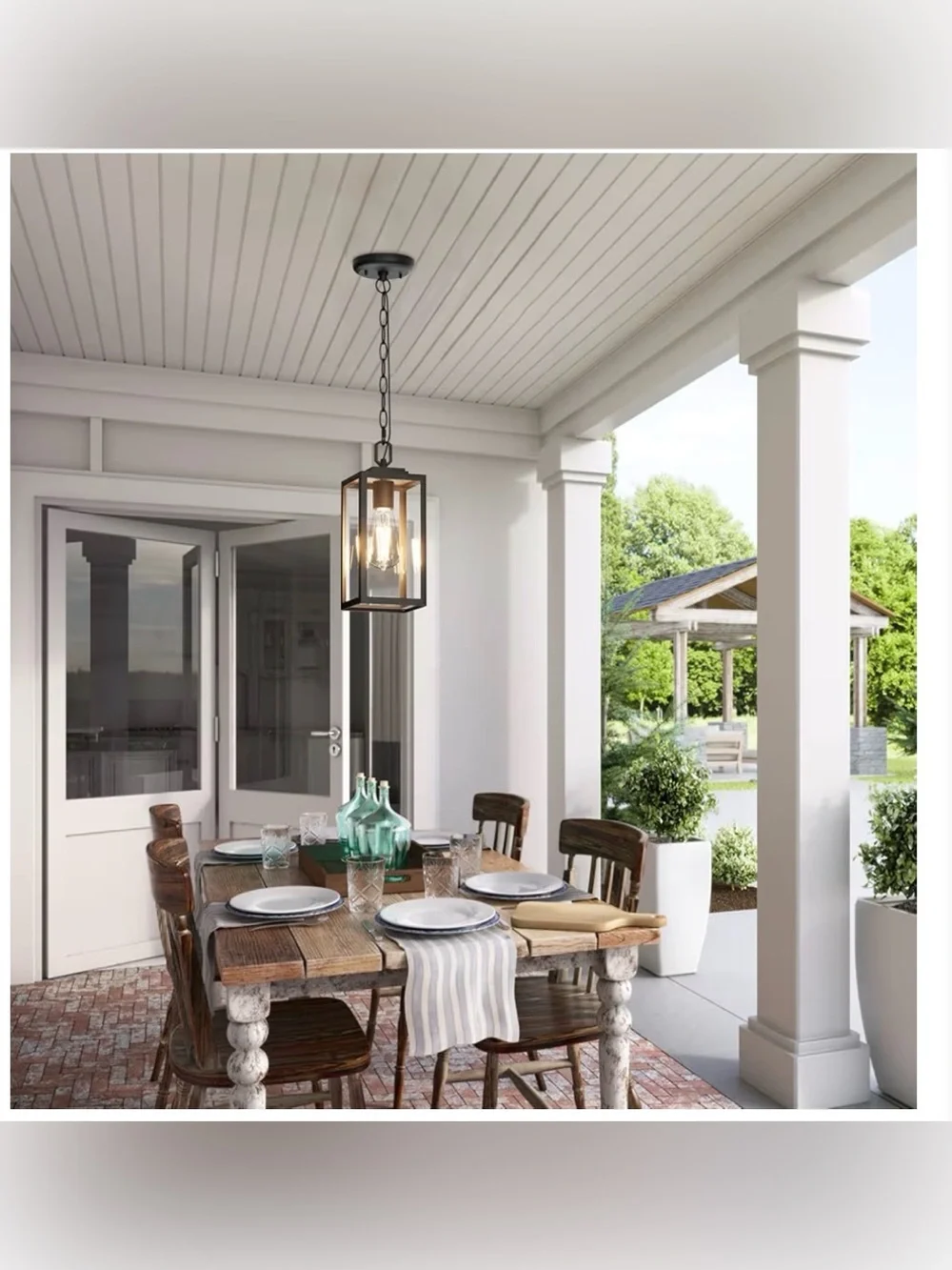 Outdoor Pendant Light, Modern Exterior Hanging Porch Lantern